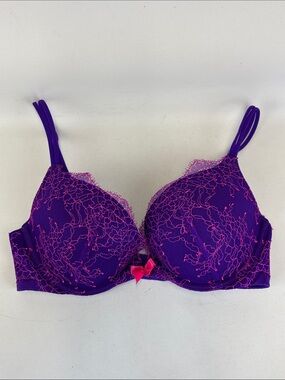 VICTORIA’s SECRET Pink and Purple Lace 'Very Sexy PushUp' Bra Size 32C